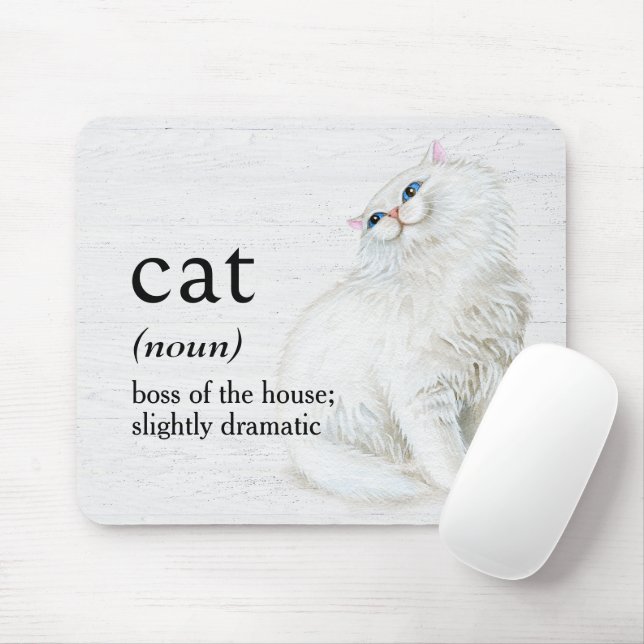 CAT Definition On Whitewashed Wood Mouse Pad (With Mouse)