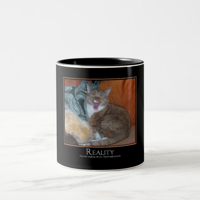 Cat Demotivator Two-Tone Coffee Mug (Center)