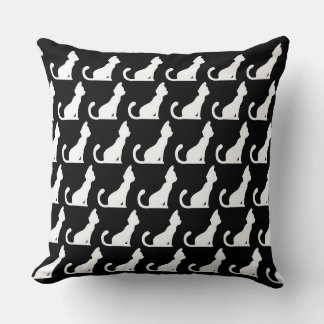 Cat Design Black Throw Pillow