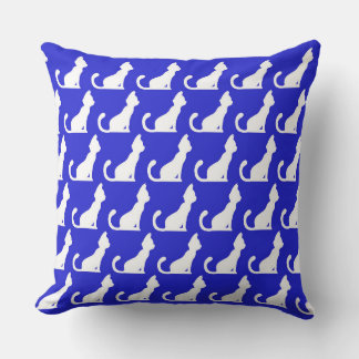 Cat Design Blue Throw Pillow