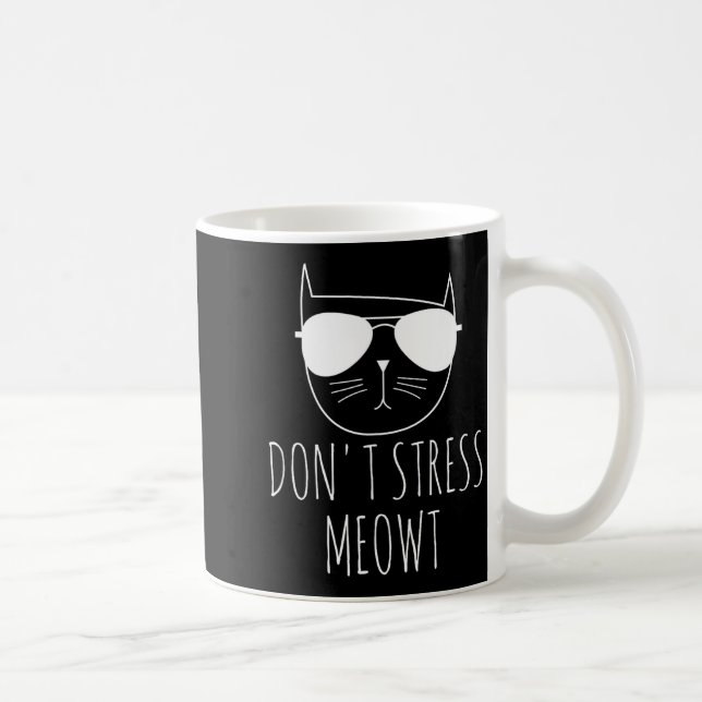 Cat Design Funny Pun Don't Stress Meowt Funny Sayi Coffee Mug (Right)