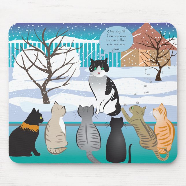 Cat Design Mouse Pad (Aqua) (Front)