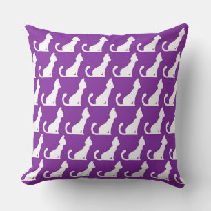 Cat Design Purple Throw Pillow