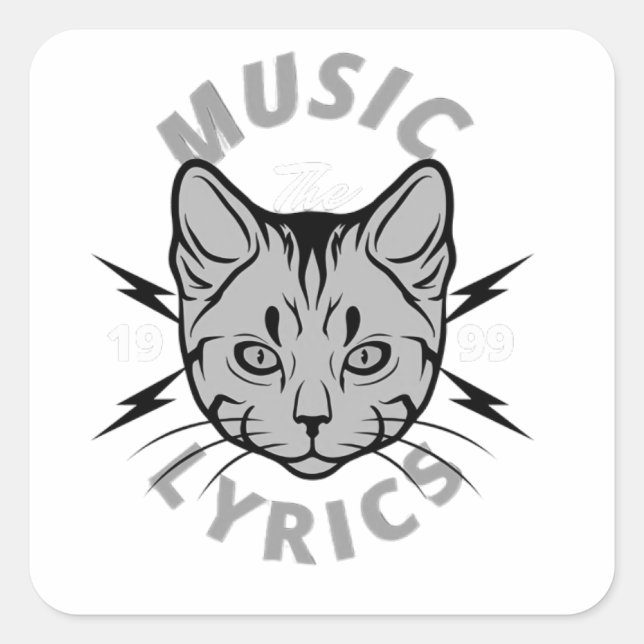 Cat design square sticker (Front)