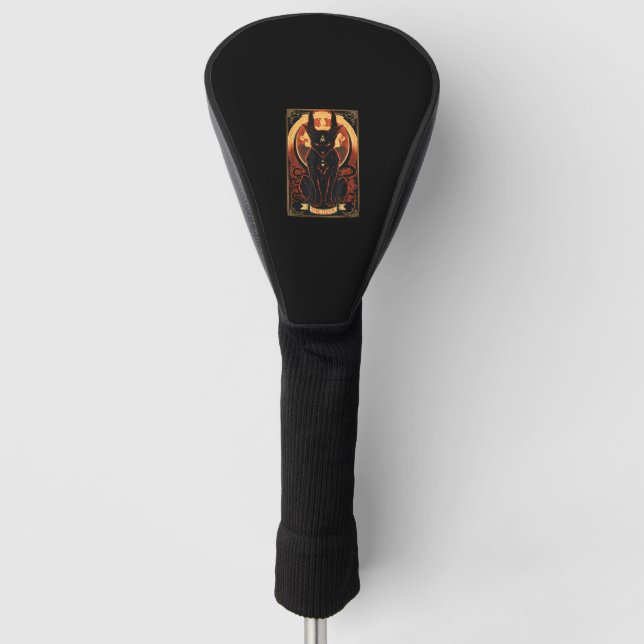Cat Devil Tarot Card Graphic Illustration Golf Head Cover (Front)