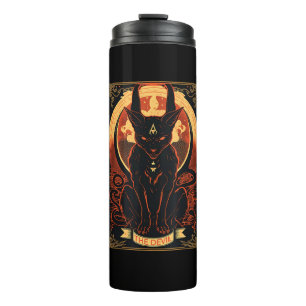 Cat Devil Tarot Card Graphic Illustration Thermal Tumbler
