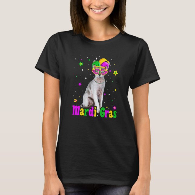 Cat Devon Rex Mask Mardi Gras Carnivals Animals Ca T-Shirt (Front)