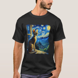 Cat Devon Rex Starry Night Devon Rex T-Shirt