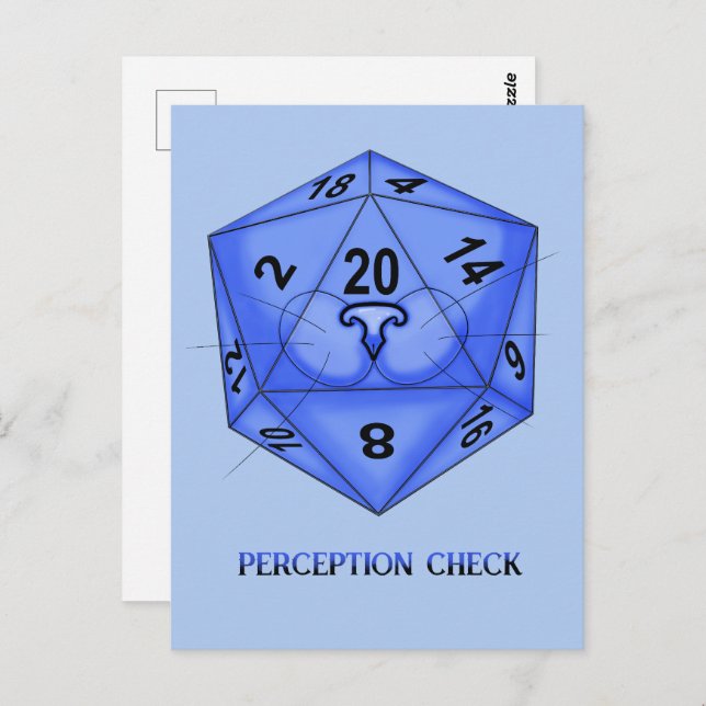 Cat. Dice 20. Perception Check Postcard (Front/Back)