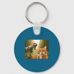 Cat Dinosaur Trex Selfie Funny Meme Humor Boys Gir Key Ring