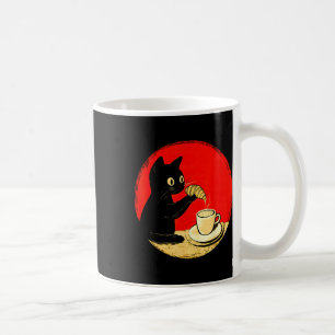 Cat Dipping Croissant In Coffee Cute Black Cat Foo Mug