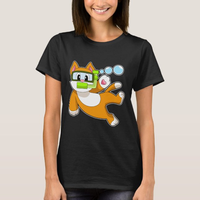 Cat Diver Snorkel T-Shirt (Front)