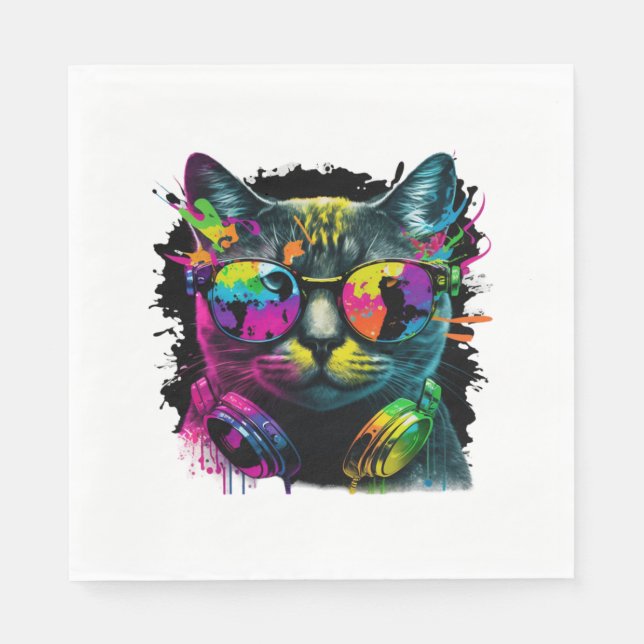 Cat DJ 2 Feline Rhythms  Napkin (Front)