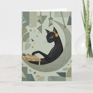 Cat DJ Moon Hammock Greeting Card