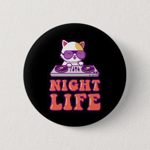 Cat DJ Music Kitten Rave Disco Kitty Animal Pet Gi 6 Cm Round Badge