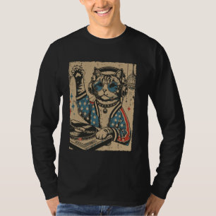 Cat Dj Turntable Vintage Kitten Disco Music Men Wo T-Shirt