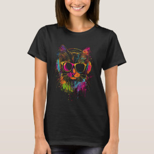 Cat DJ With Headphones And Sunglasses Kitty T-Shirt