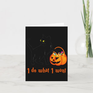 Cat Do What Want Halloween Candy Pumpkin Bag Black Card