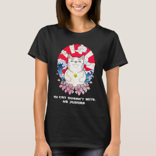 Cat Doesnt Bite He Judges Cat Kitten Humour 1 T-Shirt