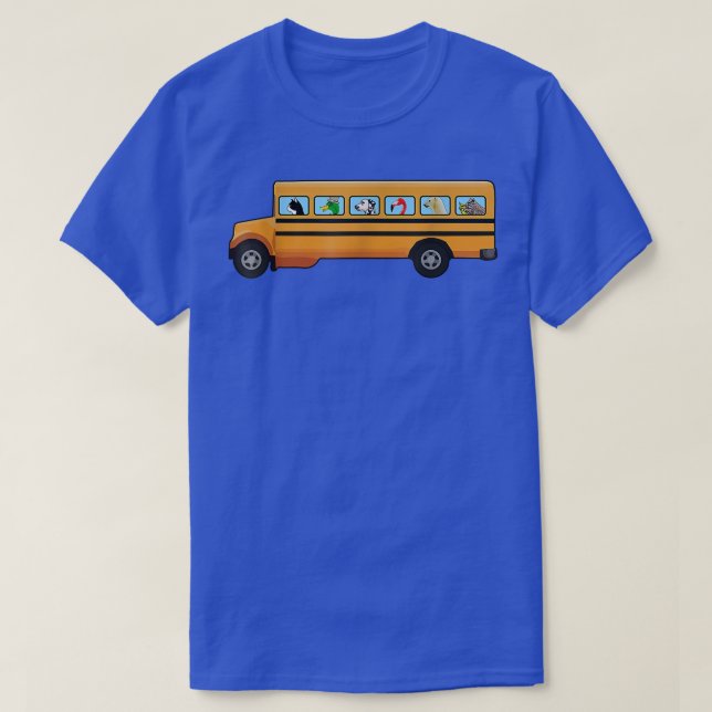 Cat, Dog And Duck In A School Bus Funny13  T-Shirt (Design Front)