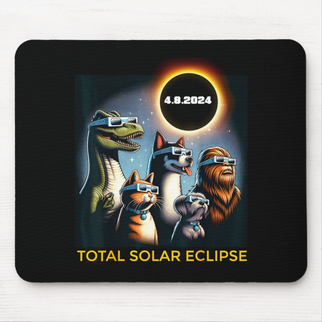 Cat Dog Bigfoot Eclipse Gles Total Solar Eclipse 2 Mouse Pad (Front)