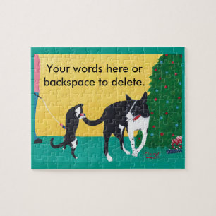 Cat Dog Christmas Tree Your Words Here Puzzles