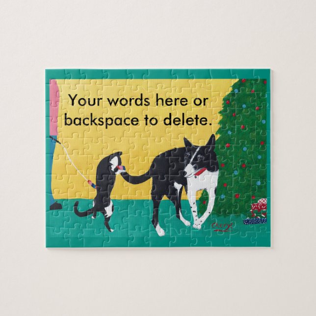 Cat Dog Christmas Tree Your Words Here Puzzles (Horizontal)