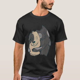 cat dog hug pet   store motif graphic design rando T-Shirt