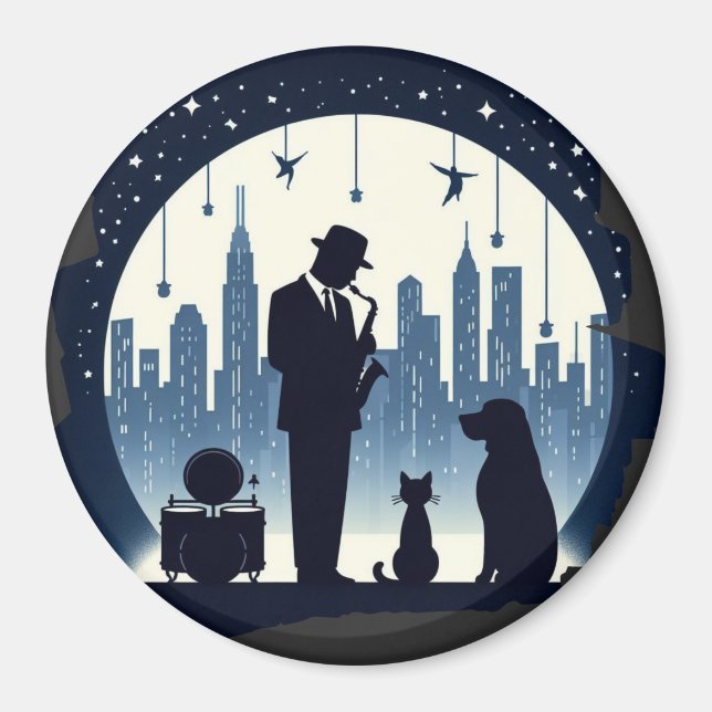 Cat, dog, Jazz  Magnet (Front)