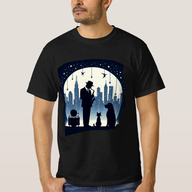 Cat, dog, Jazz  T-Shirt (Front)