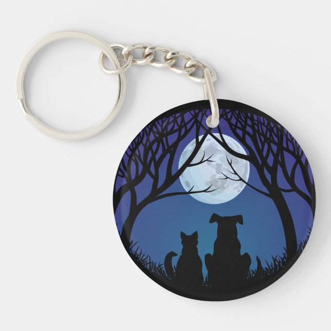Cat & Dog Keychain Best Friends Custom Keychains (Front)