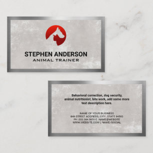 Cat Dog Logo Metallic Border Business Card