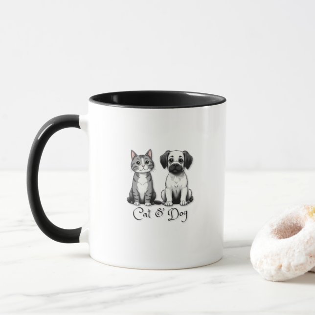 Cat & Dog Mug cup (With Donut)