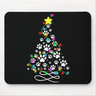 Cat Dog Paw Christmas Tree Lights Holiday Santa Fa Mouse Pad