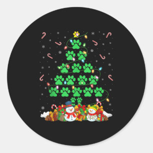 Cat Dog Paw Christmas Tree Lights Puppy Dog Cat Lo Classic Round Sticker