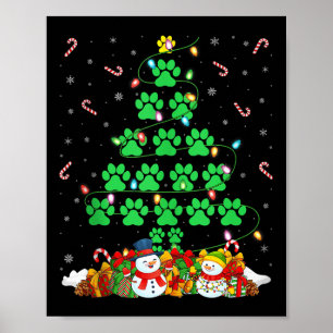 Cat Dog Paw Christmas Tree Lights Puppy Dog Cat Lo Poster
