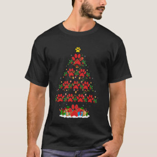 Cat Dog Paw Christmas Tree Pyjamas Puppy Dog Cat L T-Shirt