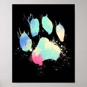 Cat Dog Paw Print Watercolor Rainbow