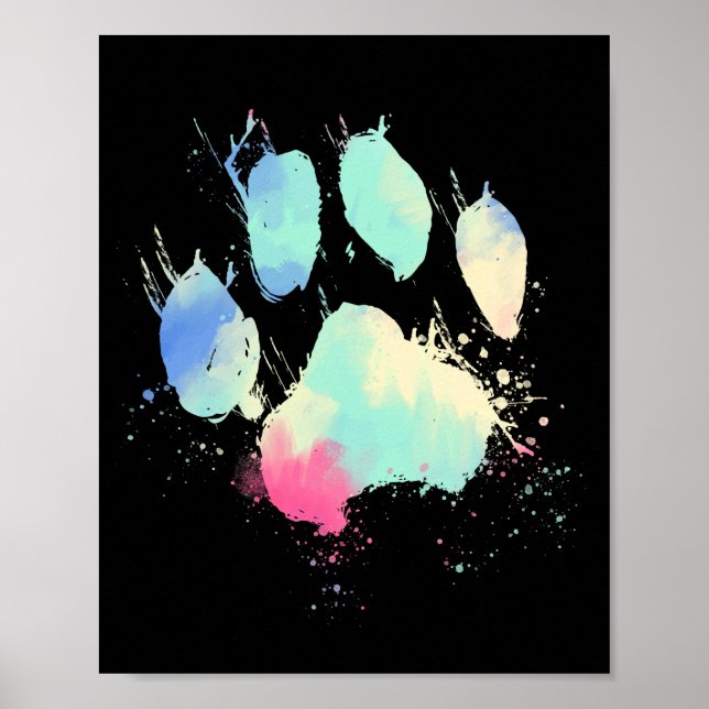Cat Dog Paw Print Watercolor Rainbow (Front)