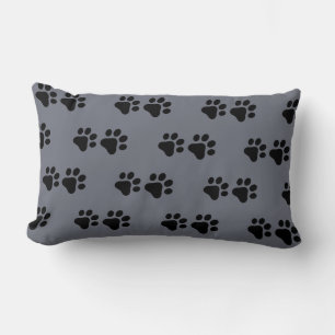 Cat / Dog paw prints -grey back ground  Lumbar Cushion