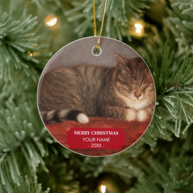Cat Dog Photo Pet Memorial Gift Portrait Christmas Ceramic Ornament (Tree)