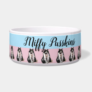 Cat Dog Shabby Floral Pastel Pink Blue Pet Name