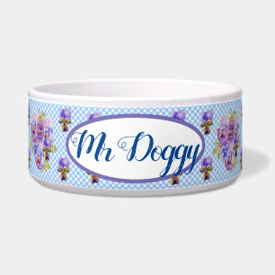 Cat Dog Shabby Floral Purple Viol Pet Name 