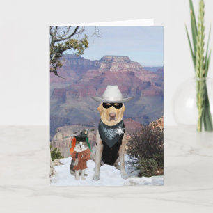 Cat & Dog Western Characters Funny Birthday Card