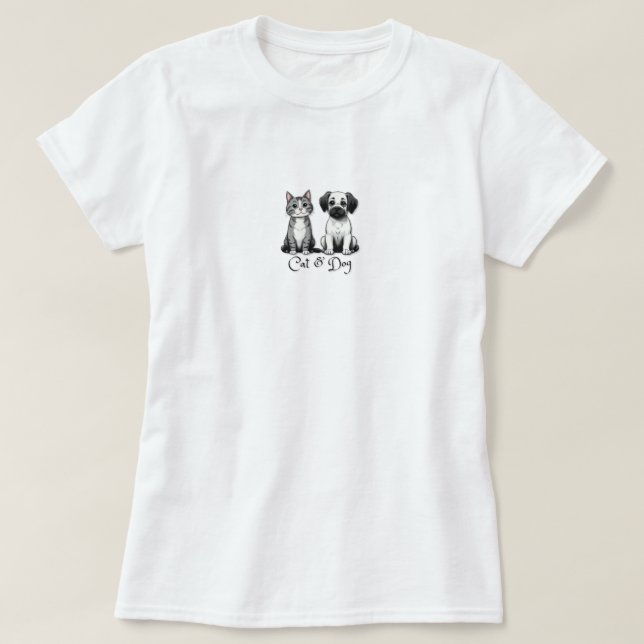Cat & Dog Woman's T-Shirts (Design Front)