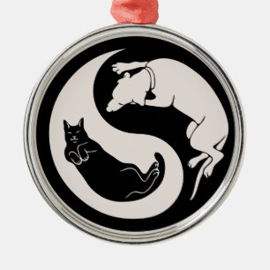 Cat-Dog Yin-Yang Metal Ornament
