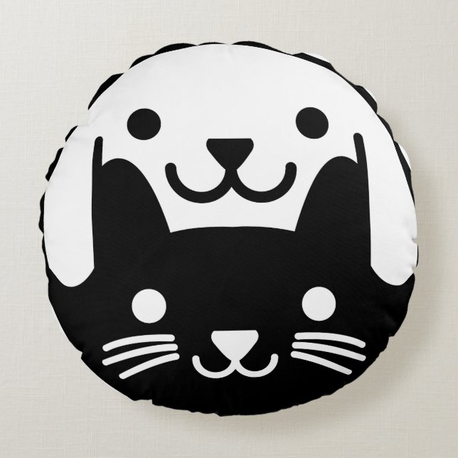 Cat Dog Yin Yang Pet Round Cushion (Front)