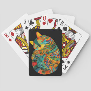 Cat doodle collage playing cards