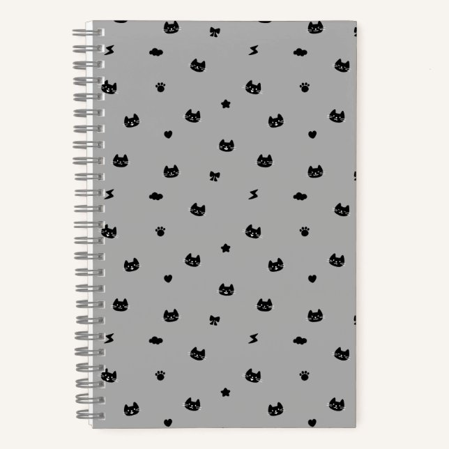 Cat Doodle Grey Notebook (Front)
