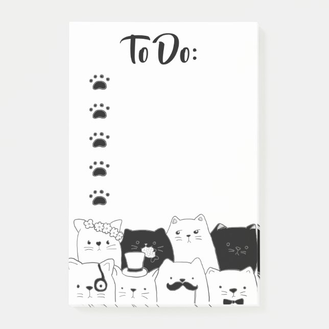 Cat Doodle// To Do List Post-it Notes (Front)